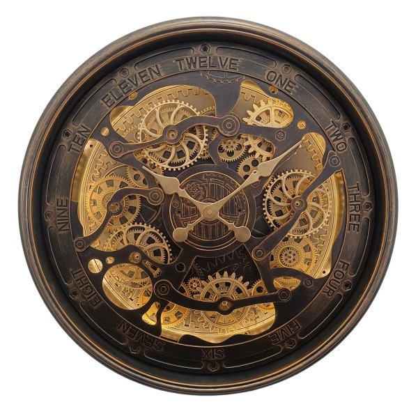 COG CLOCK LIGHT UP SILVER 76CM