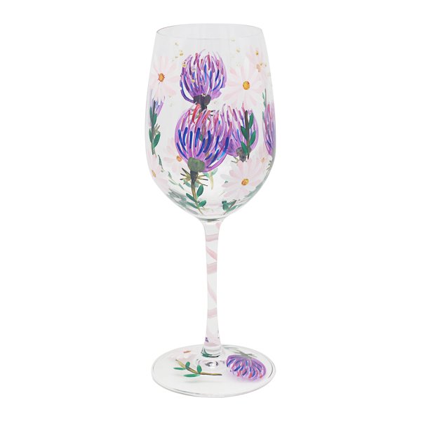 THISTLE & DAISIES WINE GLASS
