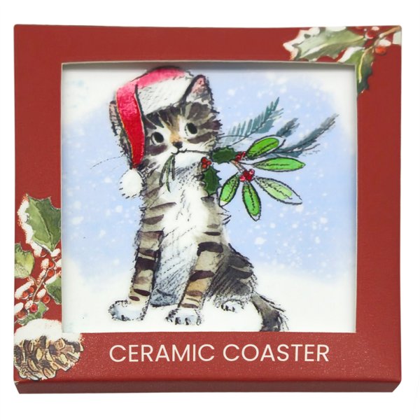 CAT WITH BERRIES COASTER