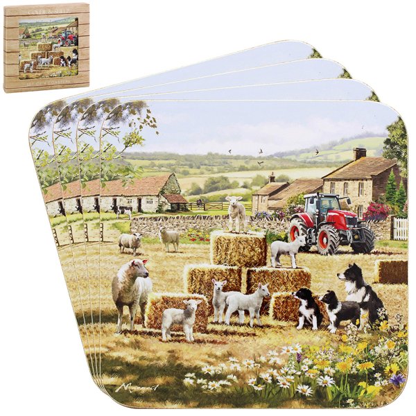 COLLIE & SHEEP COASTERS SET 4