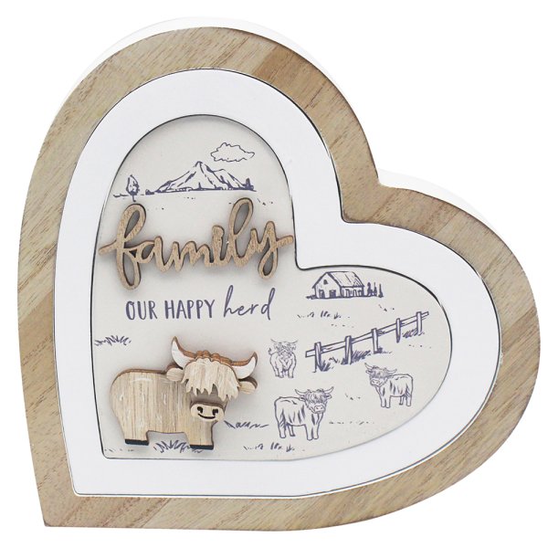 HIGHLAND COW 3D HEART FAMILY