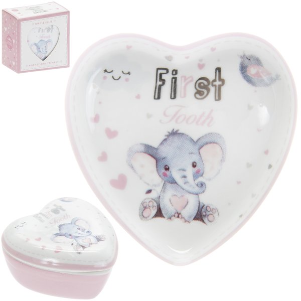 Girl Bird and Ellie Baby Ceramic 1st Curl Trinket Box Gift