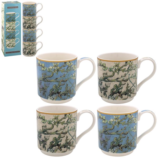 Lesser & Pavey Set Of 4 - Woodland Wildlife Mugs In Off White And Green (9 6243058