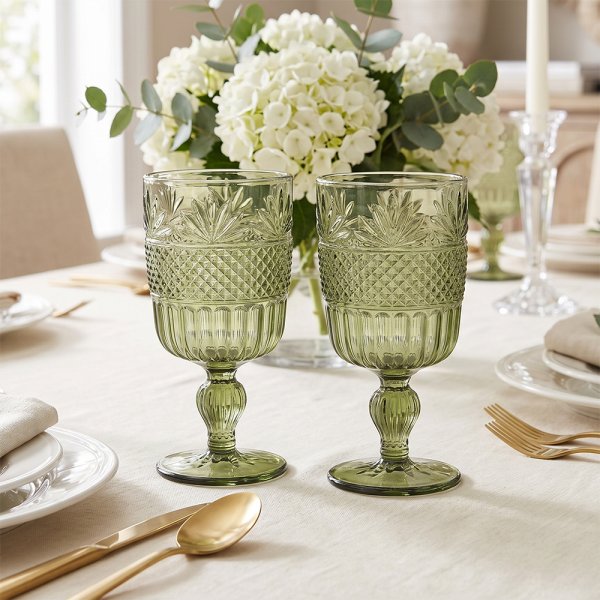 AMALFI WINE GLASSES-GREEN SET2