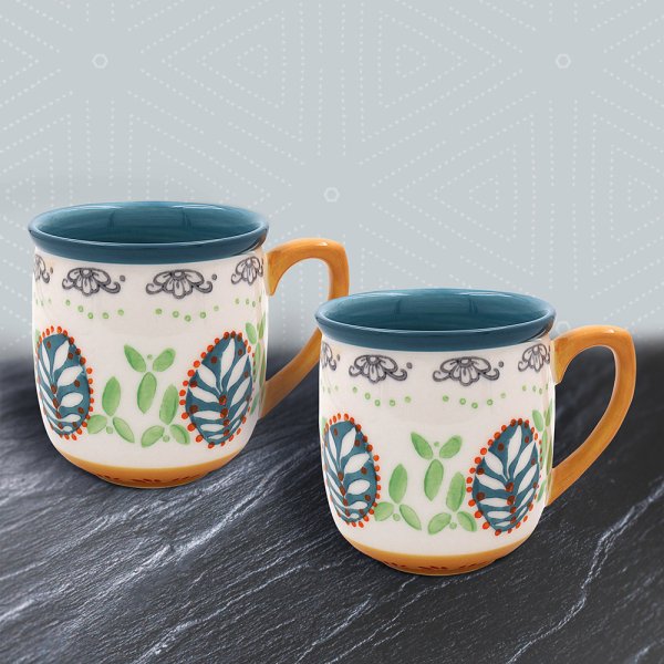 FLOWER MUGS SET 2 EMBOSSED