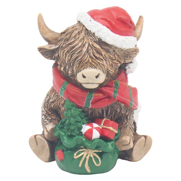 XMAS SITTING HIGHLAND COW