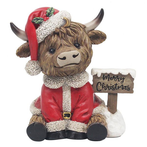 HIGHLAND COW WITH MERRY XMAS