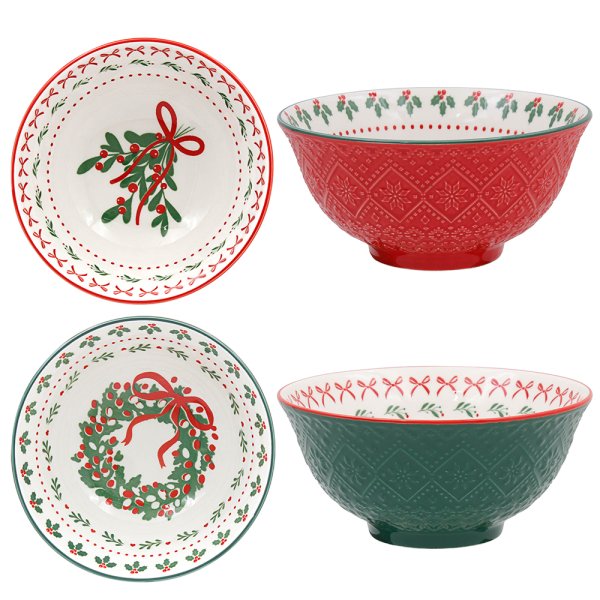 XMAS BOWL 4.45" 2 ASST