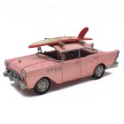 PINK CAR WITH SURFBOARD