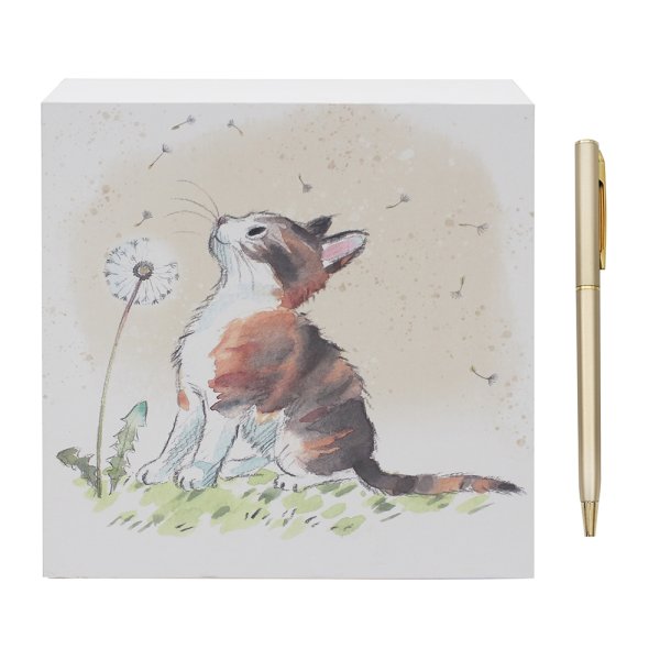CAT WITH DANDELION MEMO PAD