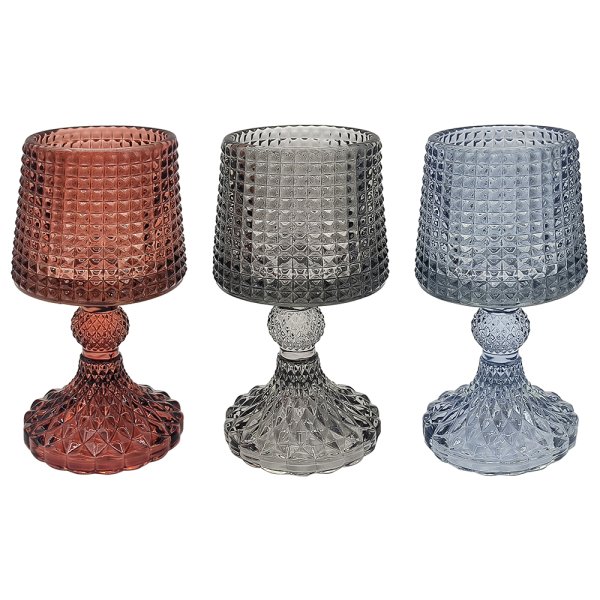 GLASS CANDLE HOLDER 3 ASST