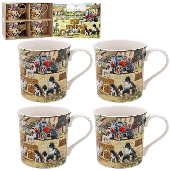 COLLIE & SHEEP MUGS SET OF 4 COLLIE & SHEEP MUGS SET OF 4