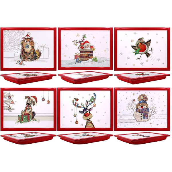 BUG ART XMAS LAPTRAYS 6 ASST