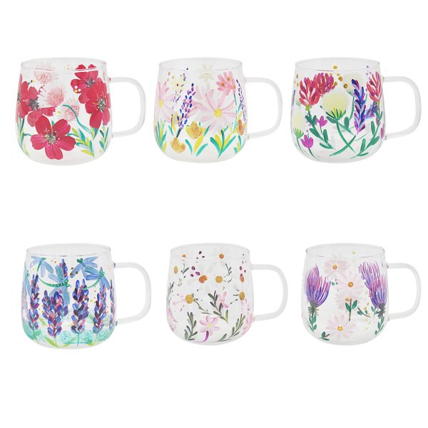 HAND PAINTED GLASS CUP 6 ASST