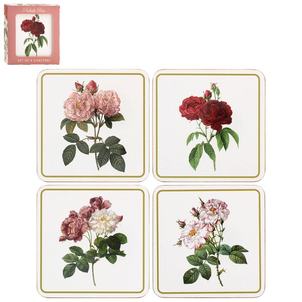 REDOUTE ROSE COASTERS SET 4 REDOUTE ROSE COASTERS SET 4