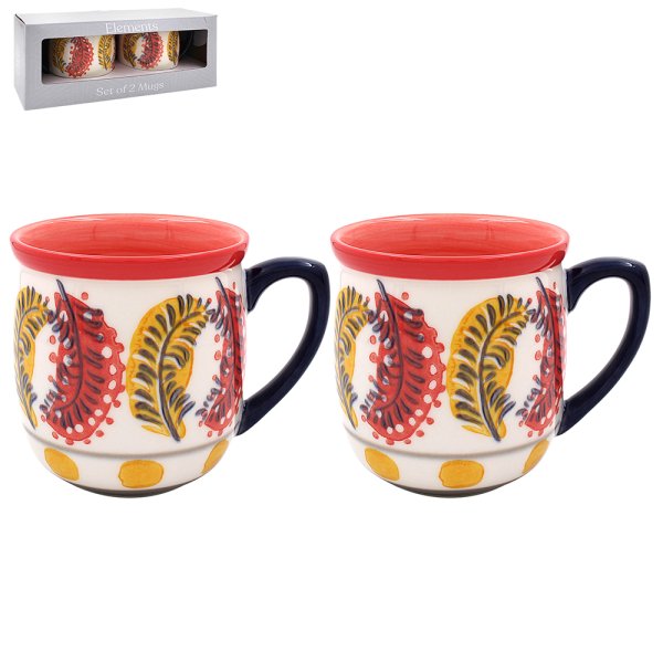 FLOWER MUGS SET 2 EMBOSSED