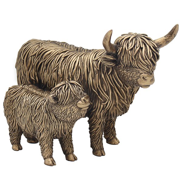 BRONZE HIGHLAND COW & CALF