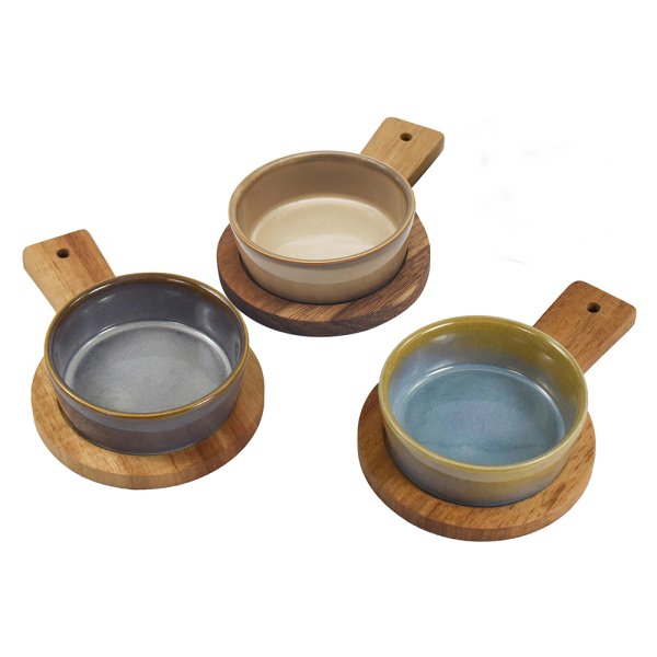 SNACK DISHES & WOOD TRAY S3