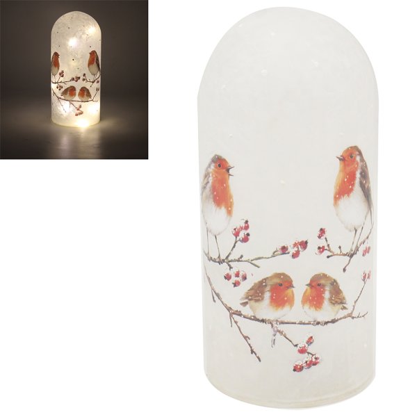 CHRISTMAS ROBINS LED FROSTBELL
