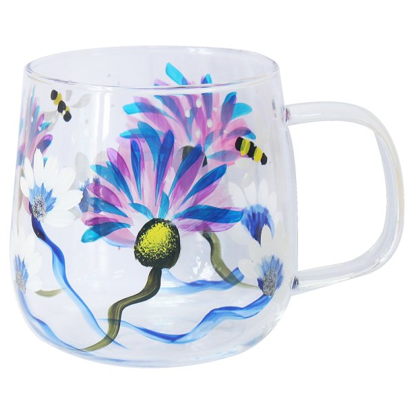 THISTLES & BEES GLASS CUP