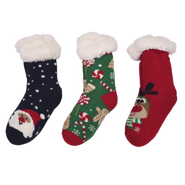 KIDS SOCKS 3 ASST GRN/RED/BLK