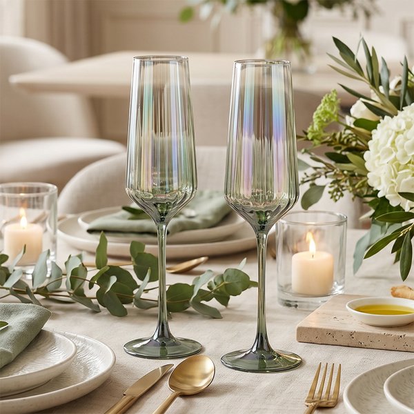 AMALFI FLUTES-GREEN SET 2