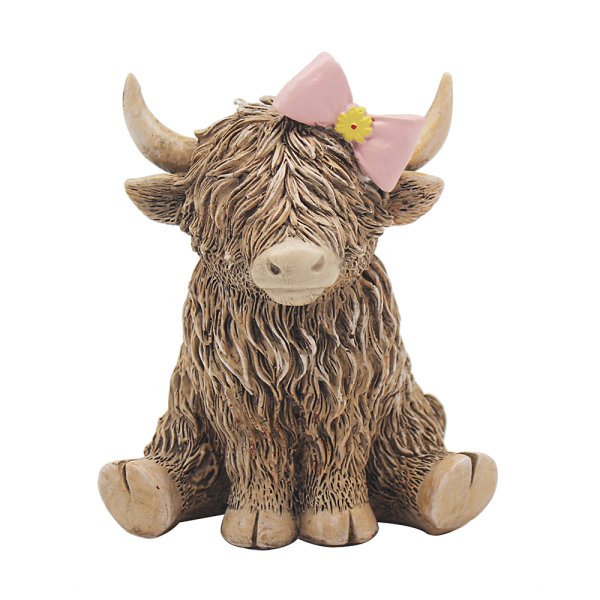 HIGHLAND COW PINK BOW