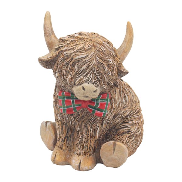 HIGHLAND COW TARTAN BOW