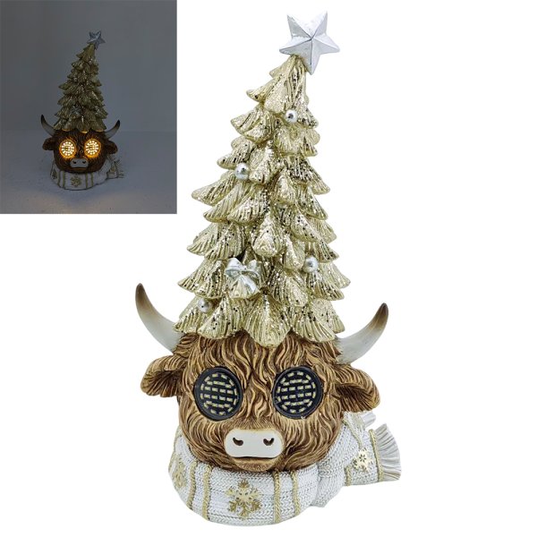 XMAS HIGHLAND COW TREE ON HEAD