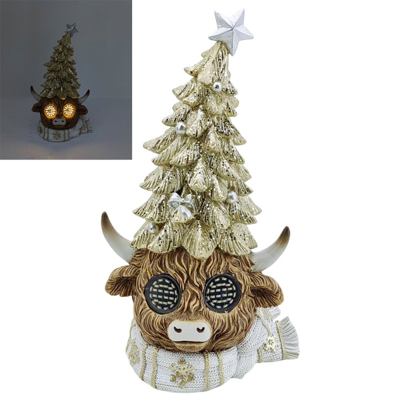 XMAS HIGHLAND COW TREE ON HEAD