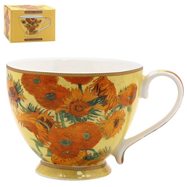 VAN GOGH SUNFLOWERS FOOTED MUG