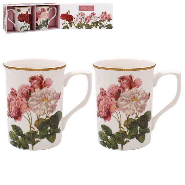 REDOUTE ROSE MUGS SET 2 REDOUTE ROSE MUGS SET 2