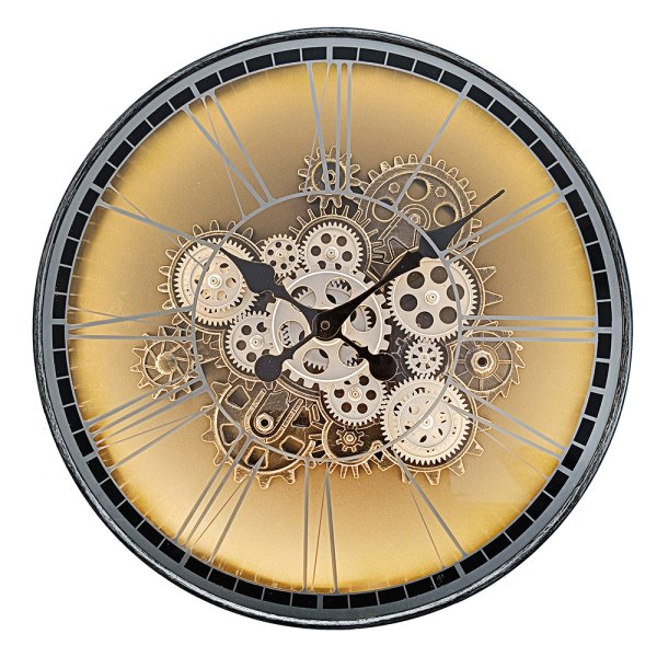 COG CLOCK LIGHT UP SILVER 51CM