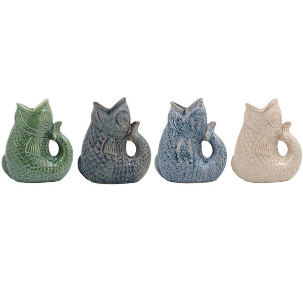 FISH JUG / VASE 17CM 4 ASST