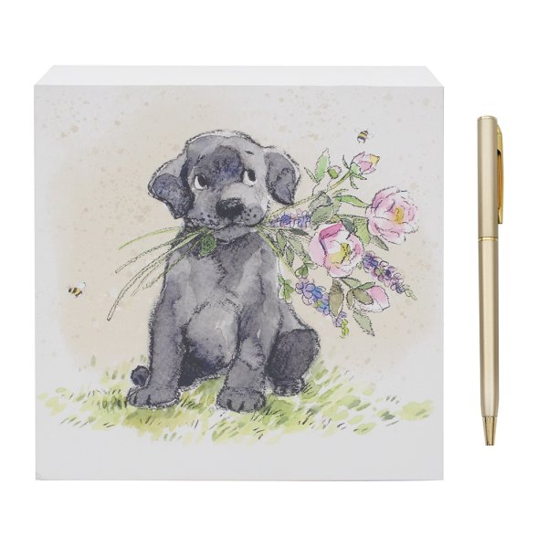 DOG WTH FLOWERS MEMO PAD
