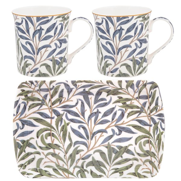 WILLOW BOUGH MUGS ON TRAY SET2