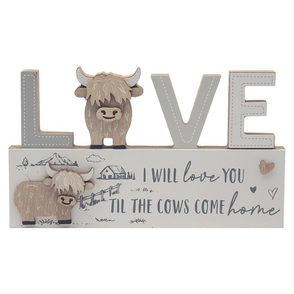 HIGHLAND COW PLAQUE - LOVE