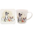 COLLIE & HENS MUG & COASTER