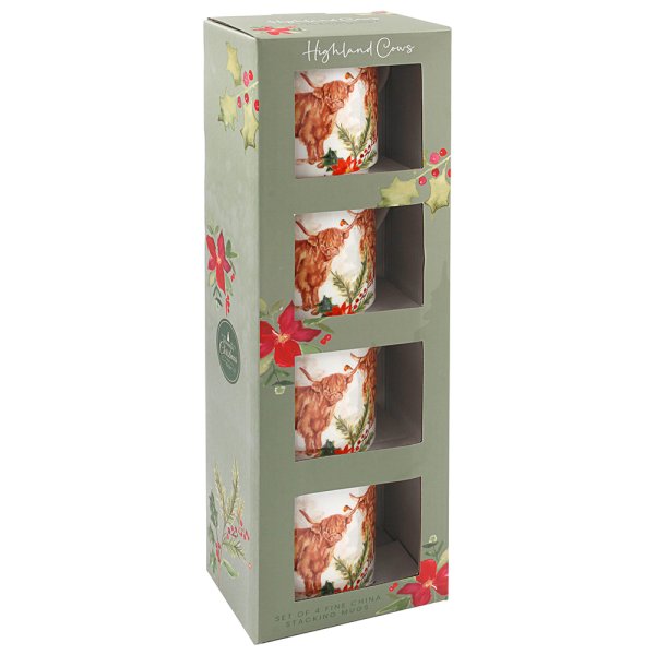 HIGHLAND COW STACKING MUGS 4S
