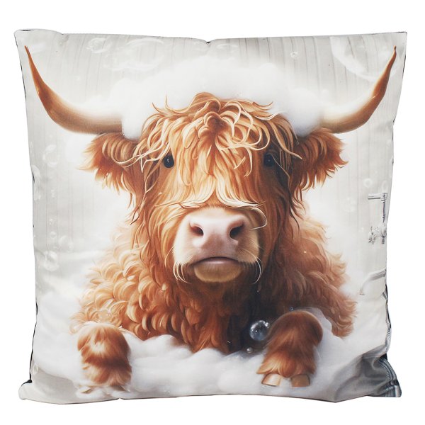 HIGHLAND COW IN BATH CUSHION