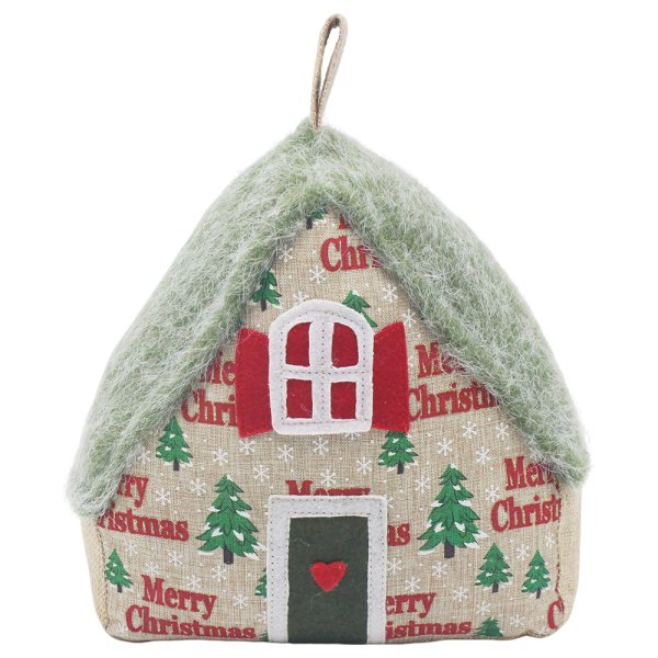 XMAS HOUSE DOORSTOP GREEN ROOF