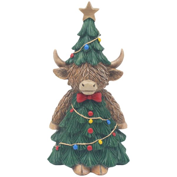 XMAS HIGHLAND COW TREE L