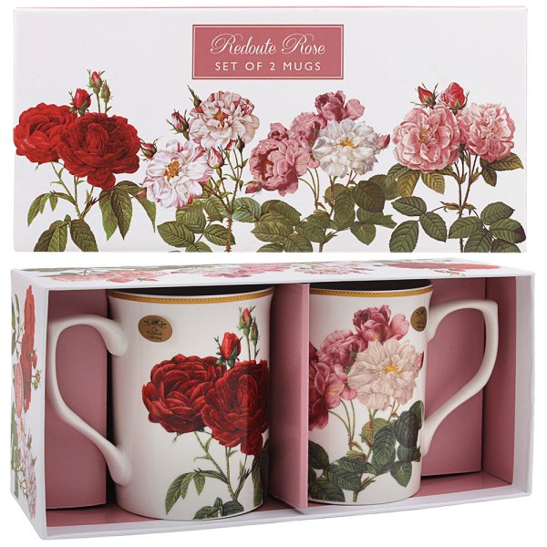 REDOUTE ROSE MUGS SET 2 REDOUTE ROSE MUGS SET 2