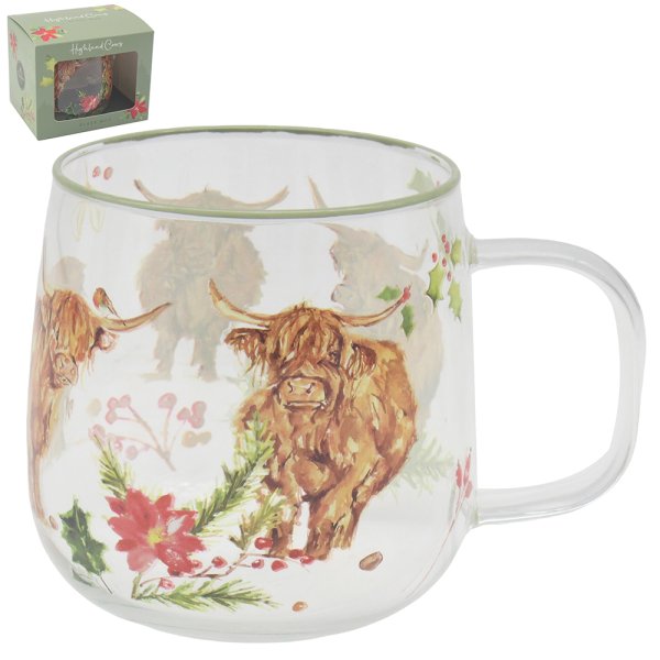 HIGHLAND COW GLASS MUG