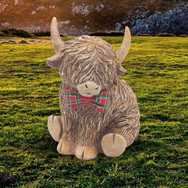 HIGHLAND COW TARTAN BOW