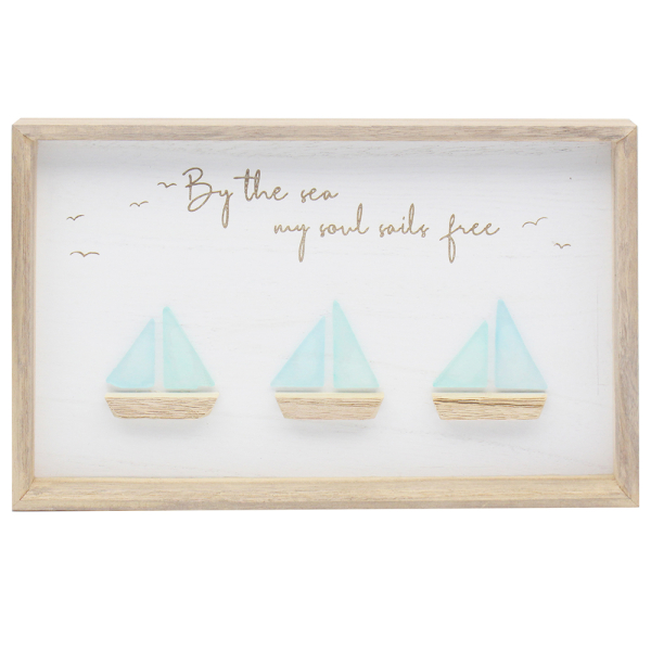 GLASS ART PLAQUE BY THE SEA