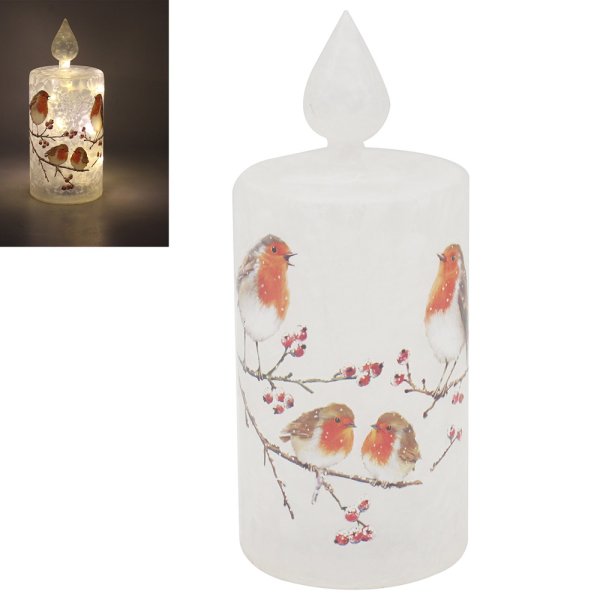 CHRISTMAS ROBINS LED FROSTCNDL