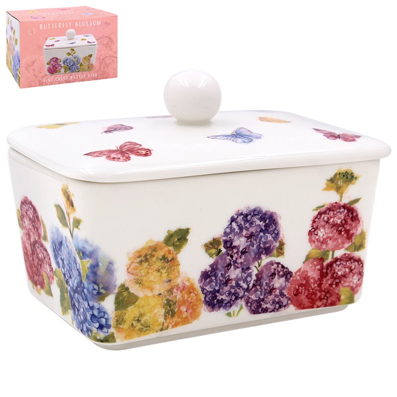 BUTTERFLY BLOSSOM BUTTER DISH Lesser & Pavey