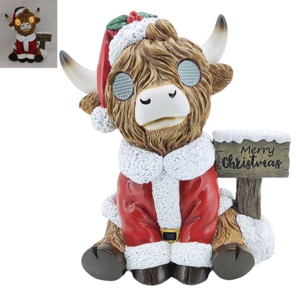 XMAS HIGHLAND COW WITH BOARD