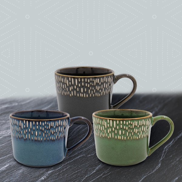 REACTIVE GLAZE MUG 3 ASST